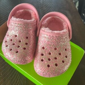 CROCS Glittery Pink toddler Slippers